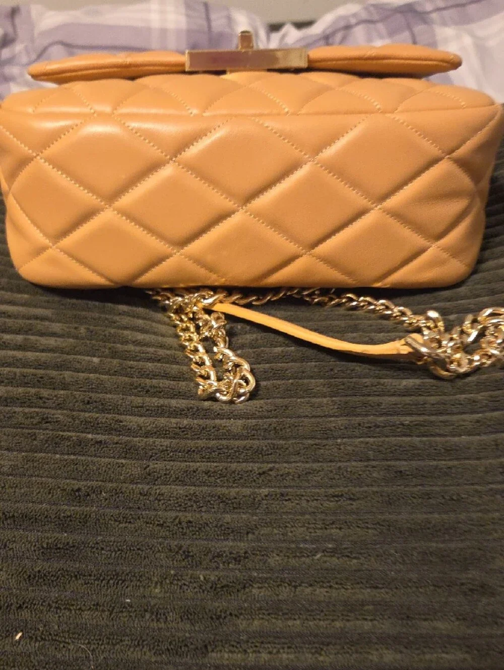 kate spade Quilted Shoulder Bag in Camel Tan with Gold Hardware